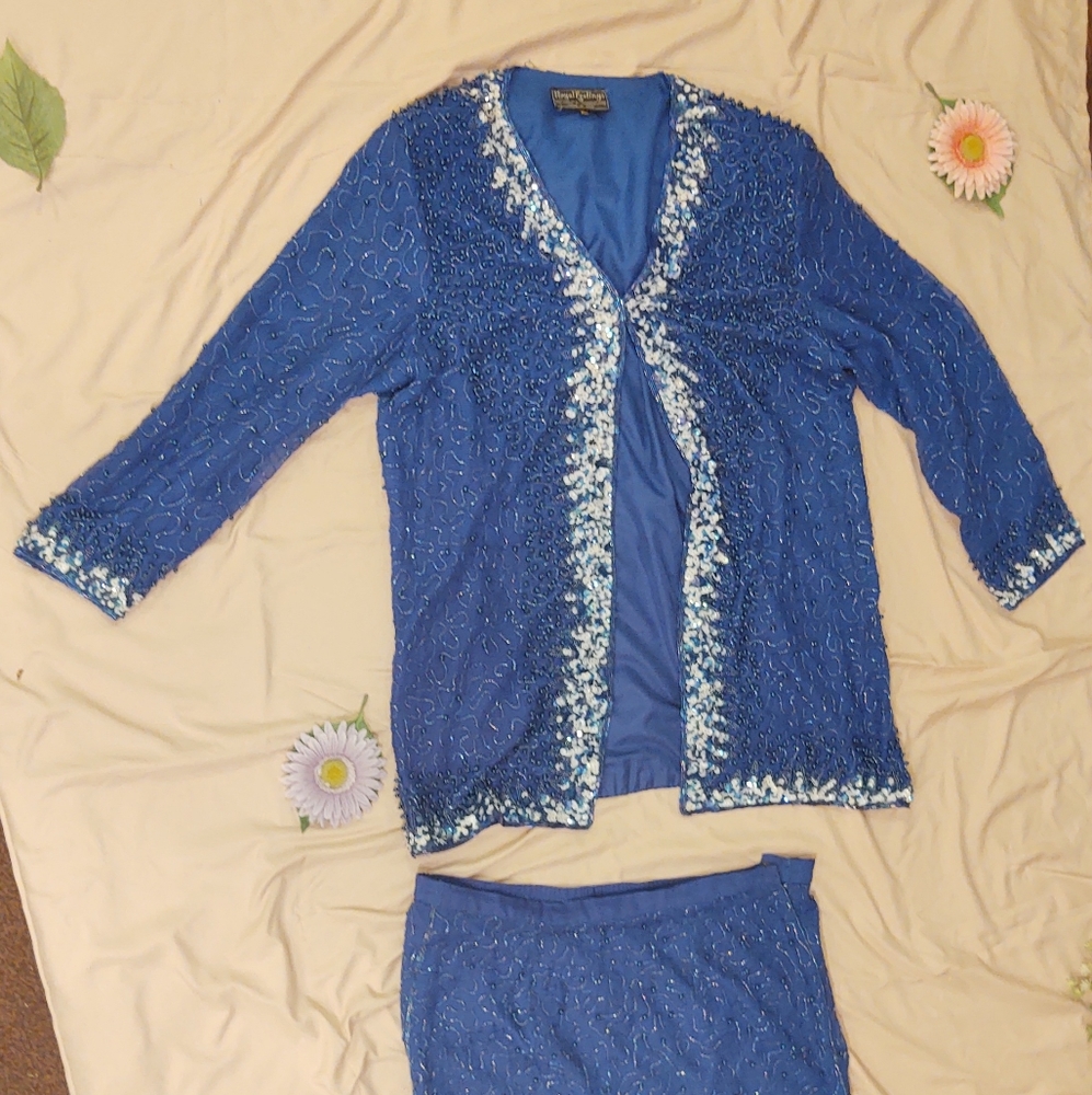 Vintage sequined evening jacket and skirt